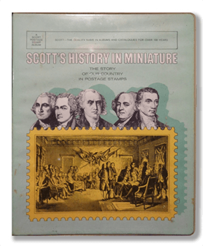 Scott's History in Miniature is a vintage stamp album(1968) featuring a curated collection of historical stamps, designed for collectors and enthusiasts.